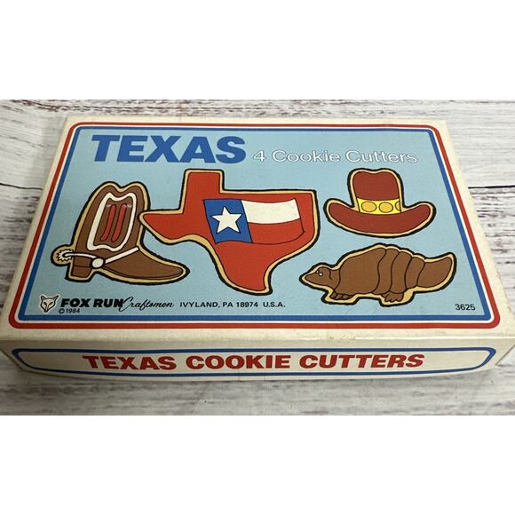 Vintage Texas 4 Metal Cookie Cutters Made In The USA Pride Fox Run - Picture 3 of 4